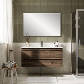Mobile bagno da fissare con lavabo LINEA L 120 x H 55 x P 45 cm rovere cotto 2 cassetti per vasca centrale