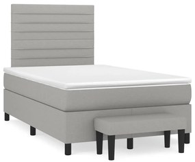 Giroletto A Molle Con Materasso Grigio Chiaro 120x190cm Tessuto /