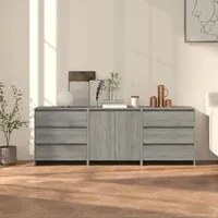 Credenze 3 pz Grigio Sonoma in Legno Multistrato 3098071