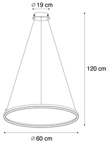 Lampada a sospensione intelligente nera 60 cm con LED e RGBW - Girello
