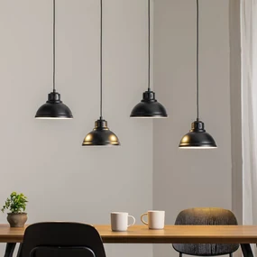 Luminex Lampada a sospensione Sven, a 4 luci, nera, acciaio, E27