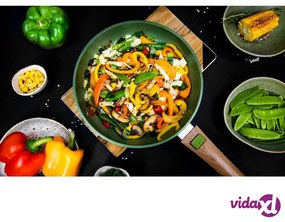 Just Vegan Padella ECO con Manico Rimovibile 28 cm in Alluminio Verde