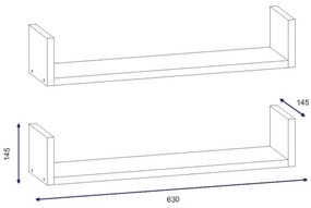 SET 2x mensola a muro IRIS 14,5x63 cm bianca