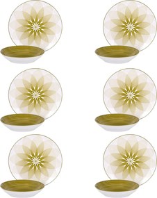 Servizio 12 piatti porcellana Virella verde