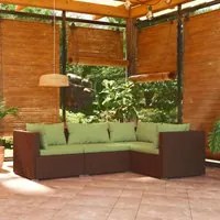 Set Divani da Giardino 4 pz con Cuscini in Polyrattan Marrone 3101676