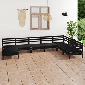 Set salotto da giardino 8 pz in legno massello di pino nero