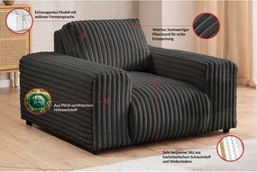 Poltrona grigio scuro con rivestimento in velluto a coste Justin – Ropez