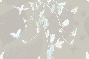 Carta da parati – Bellissime farfalle su sfondo grigio