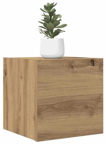 Armadietto Tv Montato A Parete Rovere Artigianale 30,5x30x30 Cm /