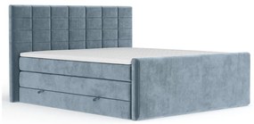 Letto boxspring blu con contenitore 200x200 cm Ava – Maison de Rêve