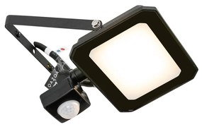 Radiatore nero con LED 30W IP65 con sensore di movimento - Levana