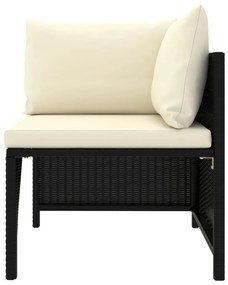 Set Divani da Giardino 8 pz con Cuscini in Polyrattan Nero