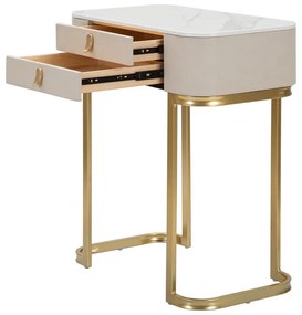 Tavolo consolle beige/dorato con piano effetto marmo 40x70 cm Beauty – Mauro Ferretti