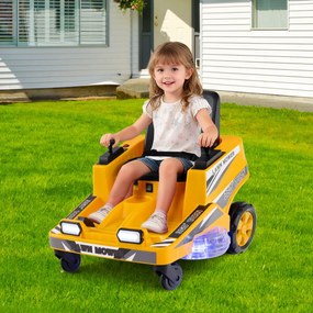 Costway Tosaerba elettrico 12v per bambini auto elettrica per ragazzi con doppie leve, Tosaerba giocattolo da esterno 2 Colori