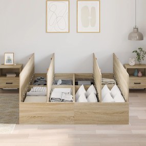 Letto con contenitore rovere sonoma legno ingegnerizzato