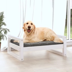 Cuccia per cani bianca 75,5x55,5x28cm in legno massello di pino