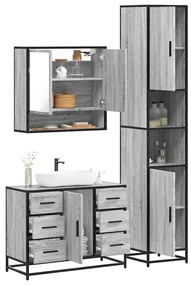 Set Mobili Da Bagno 3 Pz Grigio Sonoma İn Legno Multistrato /