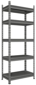 Scaffale in kit 5 ripiani L 100 x P 30 x H 200 cm grigio, portata per ripiano 220 kg