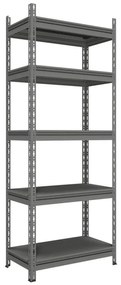 Scaffale in kit 5 ripiani L 200 x P 100 x H 300 cm grigio, portata per ripiano 220 kg