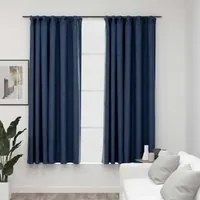 Tende Oscuranti con Ganci Effetto Lino 2 pz Blu 140x175 cm cod mxl 58229