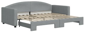 Divano letto con letto estraibile grigio chiaro 90x200 tessuto