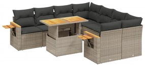 Set divano da giardino 8 pz con cuscini grigio in polyrattan