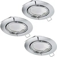 Faretto Ad Incasso Moderno Peneto In Acciaio Cromo 3 Luci Gu10 4,6W