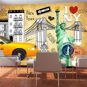 Fotomurale  One way  New York  Colore Verde, Dimensioni e Misure 100x70