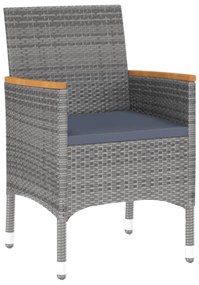 Set da Pranzo Giardino 5 pz Polyrattan e Vetro Temperato Grigio