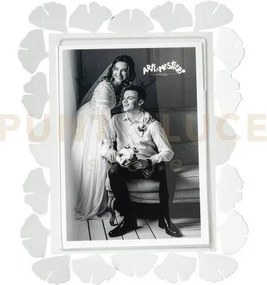 Portafoto ginkgo grande bianco marmo