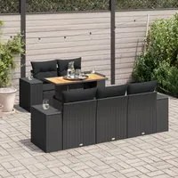 Set Divano da Giardino 6 pz con Cuscini Nero in Polyrattan 3327324