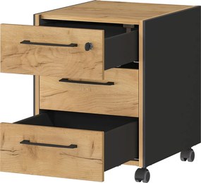 Armadietto color antracite/di colore naturale con effetto rovere su ruote 42x54x49 cm Podium – Germania