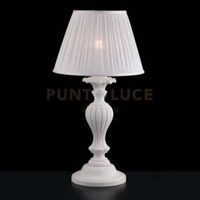 Lume in legno bianco shabby 1 luce con paralume dm.35 leonardo