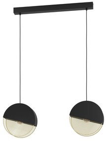 Lampadario A Sospensione Vintage Mumbles Acciaio Nero Oro 2 Luci E27