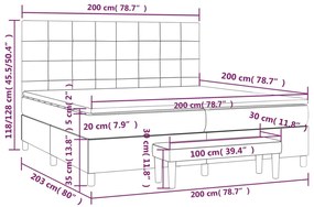 Giroletto a Molle con Materasso Grigio Scuro 200x200 cm Tessuto