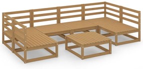 Set divani da giardino 7 pz in legno massello di pino