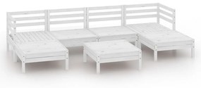 Set salotto da giardino 7 pz in legno massello di pino bianco