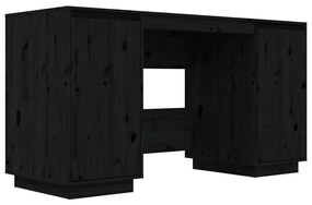 Scrivania nera 140x50x75 cm in legno massello di pino