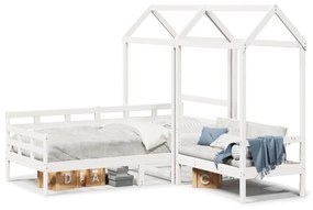 Set Dormeuse E Panca Con Tetto Bianco 90x190cm Massello Pino /