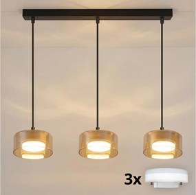 Brilagi - LED Lampadario a sospensione con cavo AURA LUX 3xGX53/30W/230V nero/oro