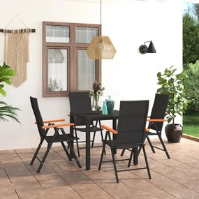 Set da pranzo da giardino 5 pz nero e marrone