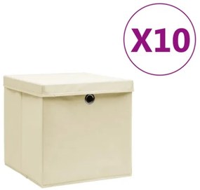 Contenitori con Coperchio 10 pz 28x28x28 cm Crema