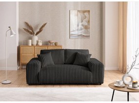 Divano grigio scuro con rivestimento in velluto a coste 178 cm Justin – Ropez