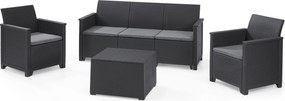 Set da Giardino Divano 2 Poltrone e Tavolino in Resina Keter Emma Lounge Antracite...