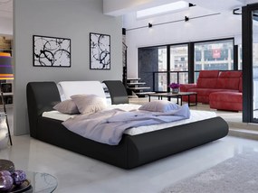 Letto matrimoniale con box contenitore Melania - 180 x 200 cm , Ecopelle nero+ecopelle bianco