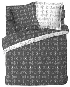 Copripiumino bianco/grigio scuro in cotone per letto matrimoniale/per letto esteso 240x220 cm Aristide – douceur d'intérieur