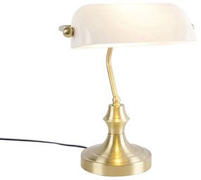 Lampada da notaio classica dorata con vetro opale - Banker