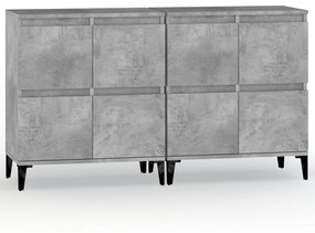 Credenze 2pz grigio cemento 60x35x70 cm in legno multistrato