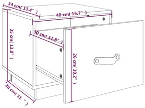 Comodini 2 pz Grigi 40x34x35 cm in Legno Massello di Pino