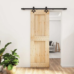 Porta Scorrevole Con Set Hardware 70x210 Cm Legno Massello Pino /